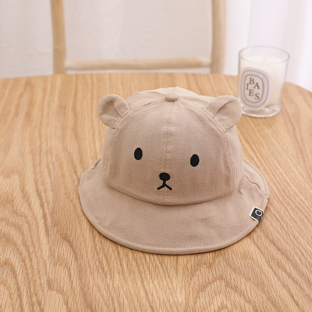 Spring Summer Baby Bucket Hat Cute Bear Ear Newborn Panama Cap Solid Color Outdoor Beach Kids Baby Boy Girl Sun Hats Bonnet