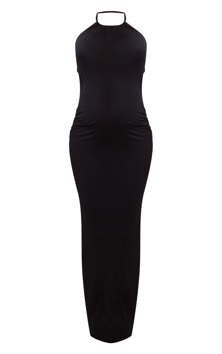 Maternity Black Halterneck Maxi Dress