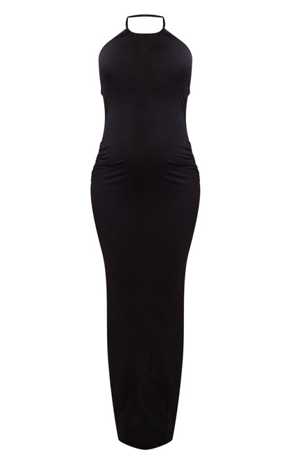 Maternity Black Halterneck Maxi Dress