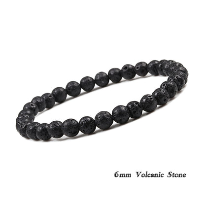 6mm 8mm 10mm Natural Volcanic Stone Beads Bracelets -Black Lava