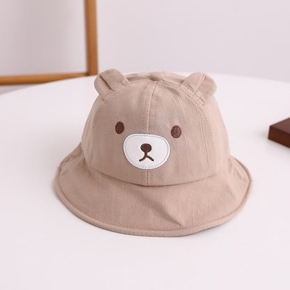 Spring Summer Baby Bucket Hat Cute Bear Ear Newborn Panama Cap Solid Color Outdoor Beach Kids Baby Boy Girl Sun Hats Bonnet