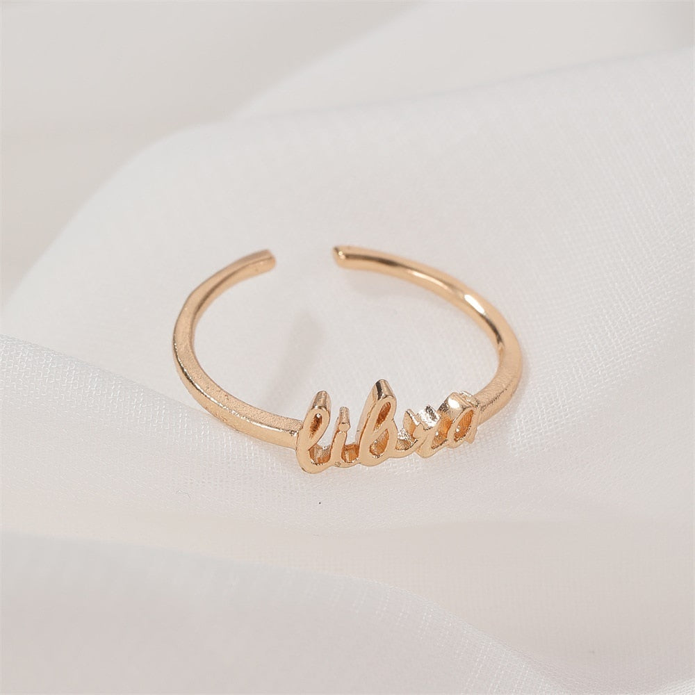 Thin Open Gold Zodiac Rings