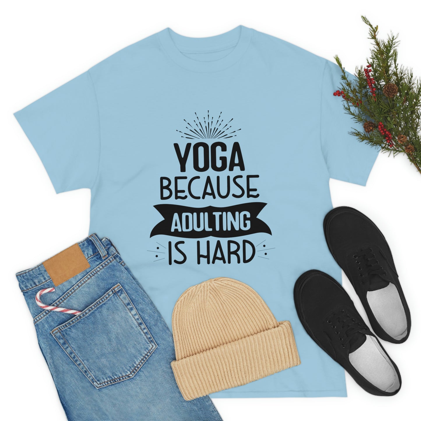 Yoga because adulting is hard - Unisex Heavy Cotton Tee