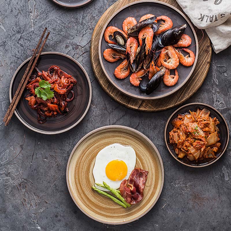 Korean European Japanese-style steak plate, dessert plate