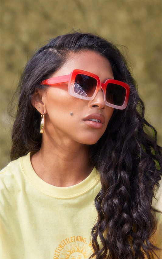 Orange Ombre Frame Square Sunglasses