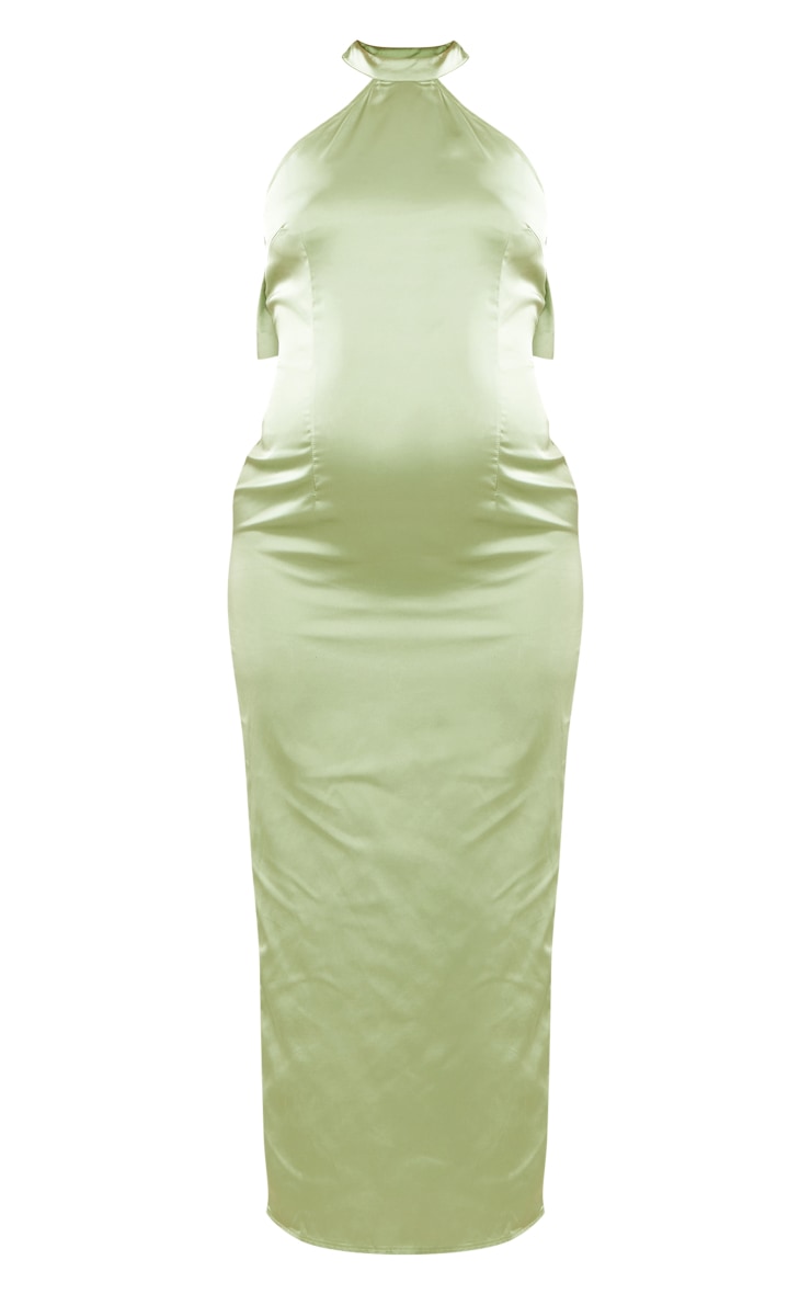 Maternity Sage Satin Maxi Dress