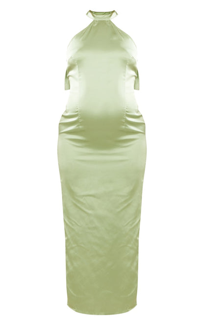 Maternity Sage Satin Maxi Dress