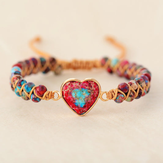 Natural Turquoise Stone Heart Charm Bracelets