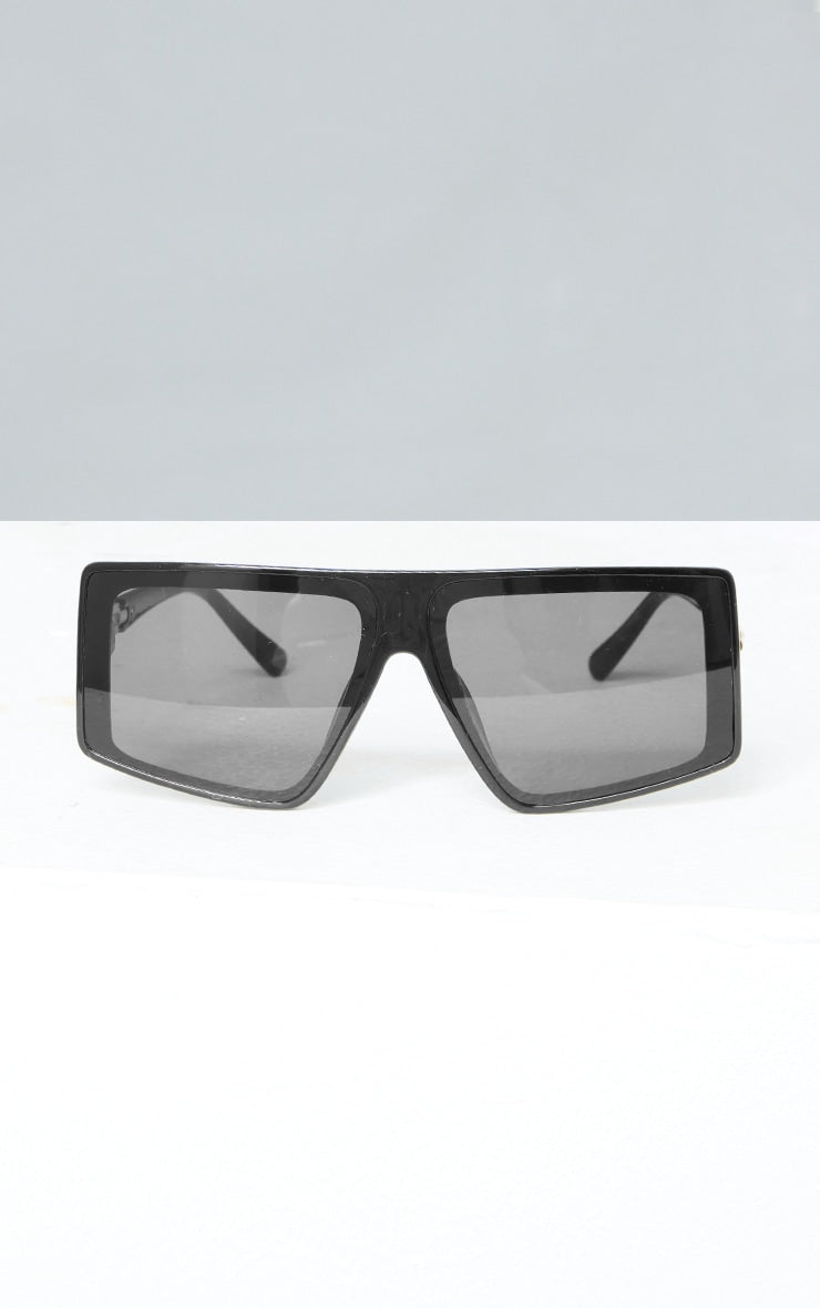 Black Chain Detail Visor Sunglasses