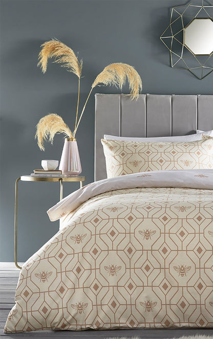 Cream Bee Double Duvet Cover Set