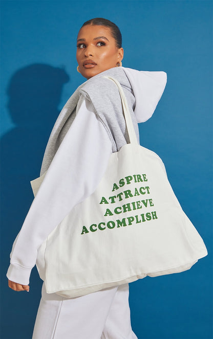 White Slogan Oversized Tote Bag