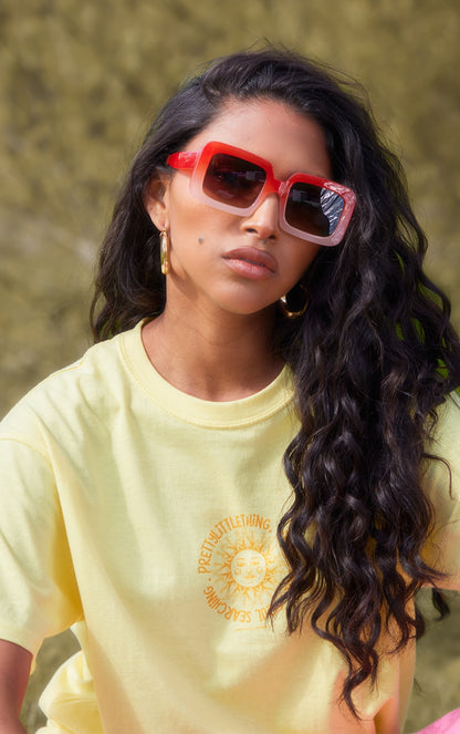 Orange Ombre Frame Square Sunglasses