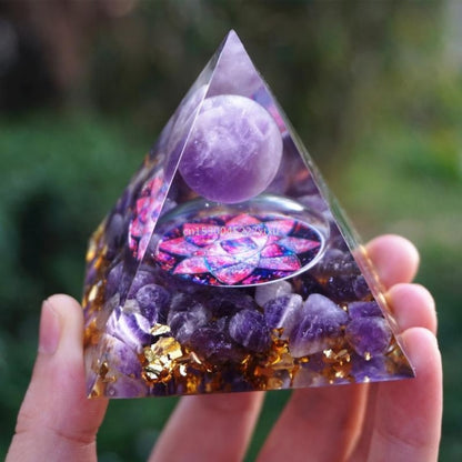 Tree of Life Orgonite Pyramid Mold Amethyst Peridot Healing Crystal