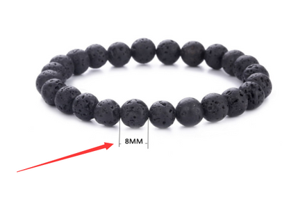 6mm 8mm 10mm Natural Volcanic Stone Beads Bracelets -Black Lava