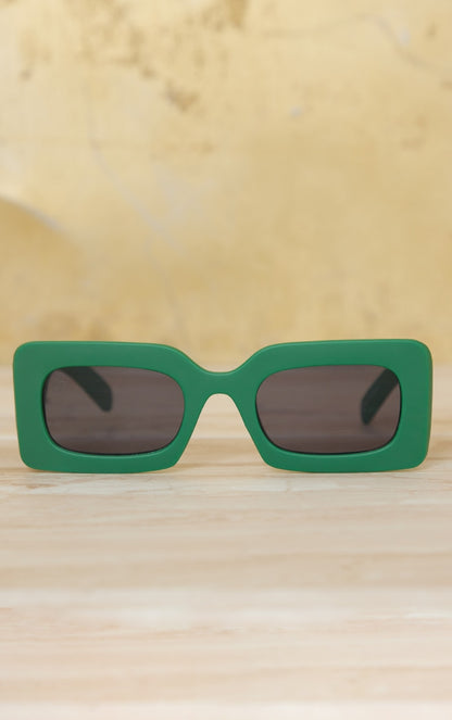 Jeepers Peepers Green Matt Rectangular Sunglasses