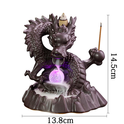 7-Color Handmade Ceramic Dragon Incense Burner