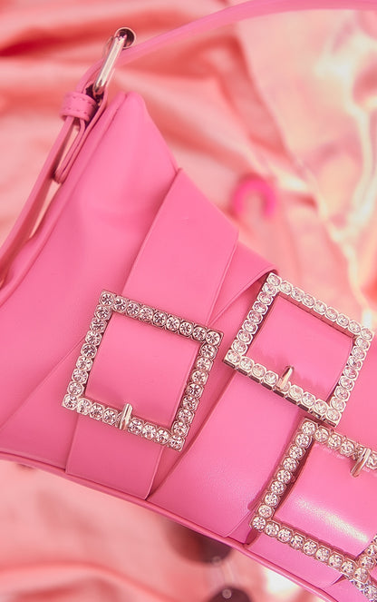 Pink Assorted Diamante Buckle Shoulder Bag