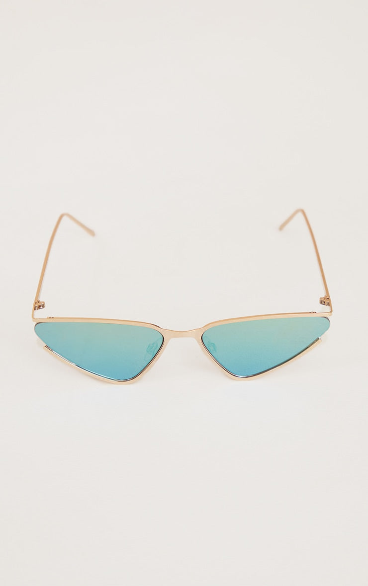 Gold Mirrored Cut Out Cat Eye Sunglasses