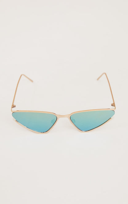 Gold Mirrored Cut Out Cat Eye Sunglasses