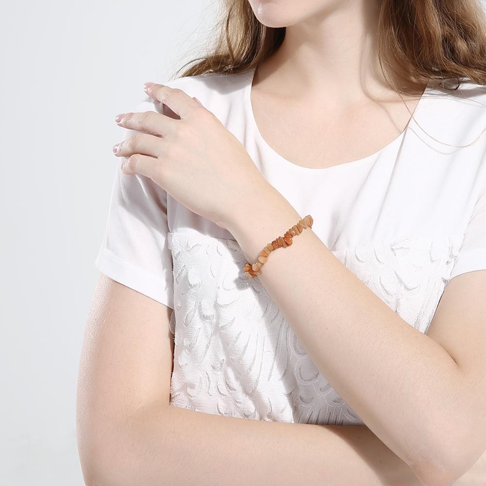 Orange Adjustable Natural Stone Bracelet in 18K White Gold Plated