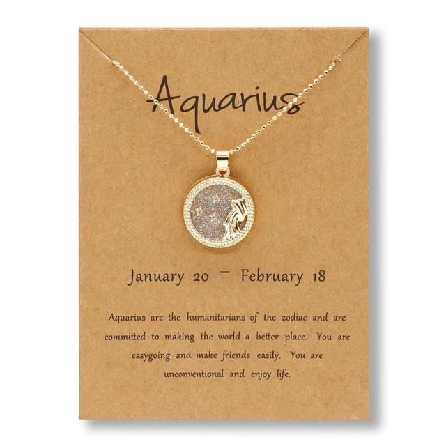 12 Horoscope Zodiac Sign Gold Pendant Necklace