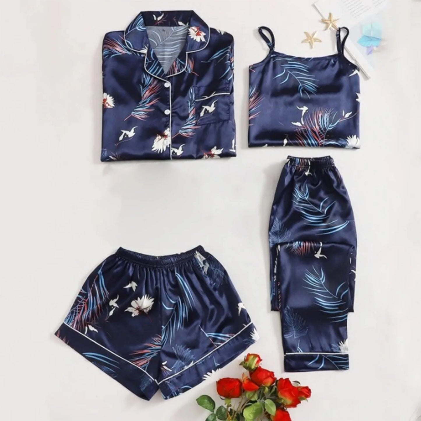 Four Piece Set For All Seasons Women'S Pajama