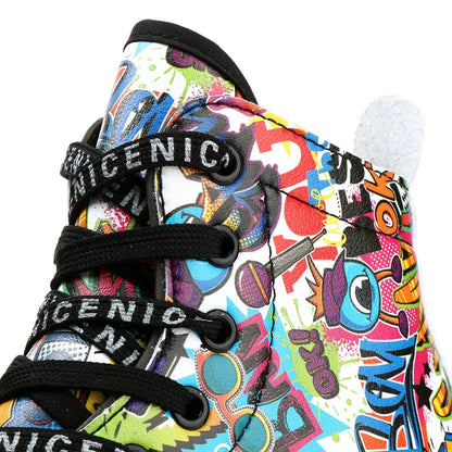 Graffiti Roller Skates Adult Double Row Skates Microfiber Leather