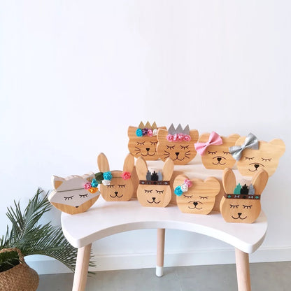 Cute Wooden Animal Face Kids Room Decor