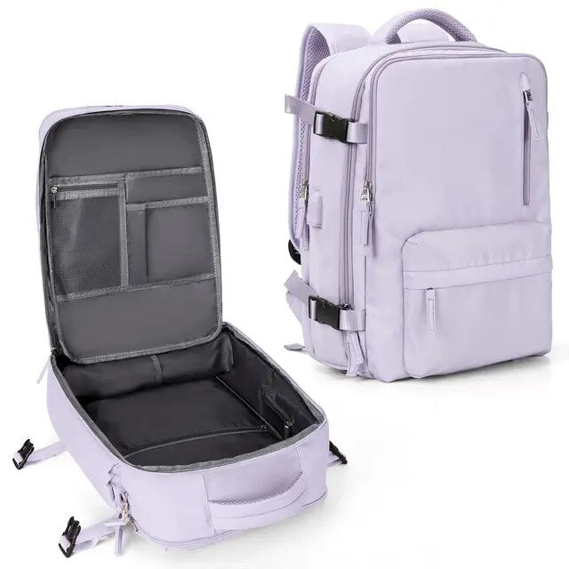 Lightweight Travel Backpack, Large Capacity Women's Multifunctional Suitcase with USB Charging