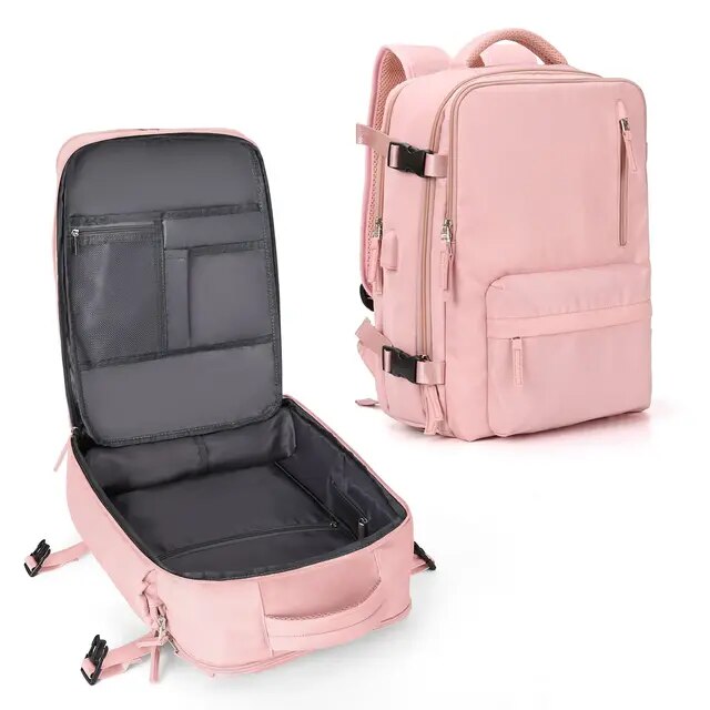 Lightweight Travel Backpack, Large Capacity Women's Multifunctional Suitcase with USB Charging