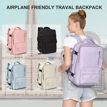 Lightweight Travel Backpack, Large Capacity Women's Multifunctional Suitcase with USB Charging