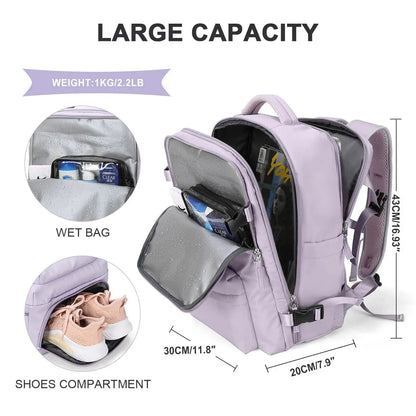 Lightweight Travel Backpack, Large Capacity Women's Multifunctional Suitcase with USB Charging