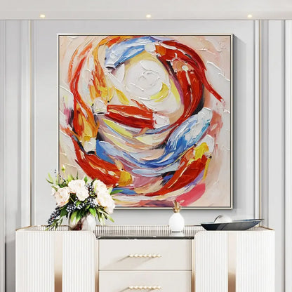 Classic Wall Art Red and Blue Koi Fish Abstract Oil Painting HD Canvas Poster Print