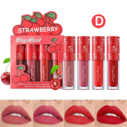 Four Mini Sets Of Women's Makeup Velvet Matte Lip Glaze Fruit Makeup