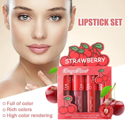 Four Mini Sets Of Women's Makeup Velvet Matte Lip Glaze Fruit Makeup