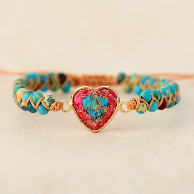 Natural Turquoise Stone Heart Charm Bracelets