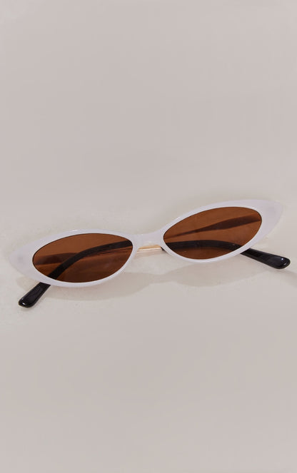 White Super Slim Oval Sunglasses