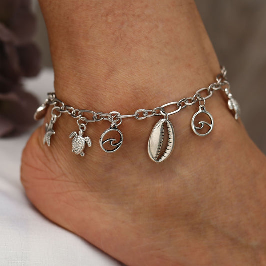 Charm Bracelet of the Sea 18K White Gold Plated Bracelet