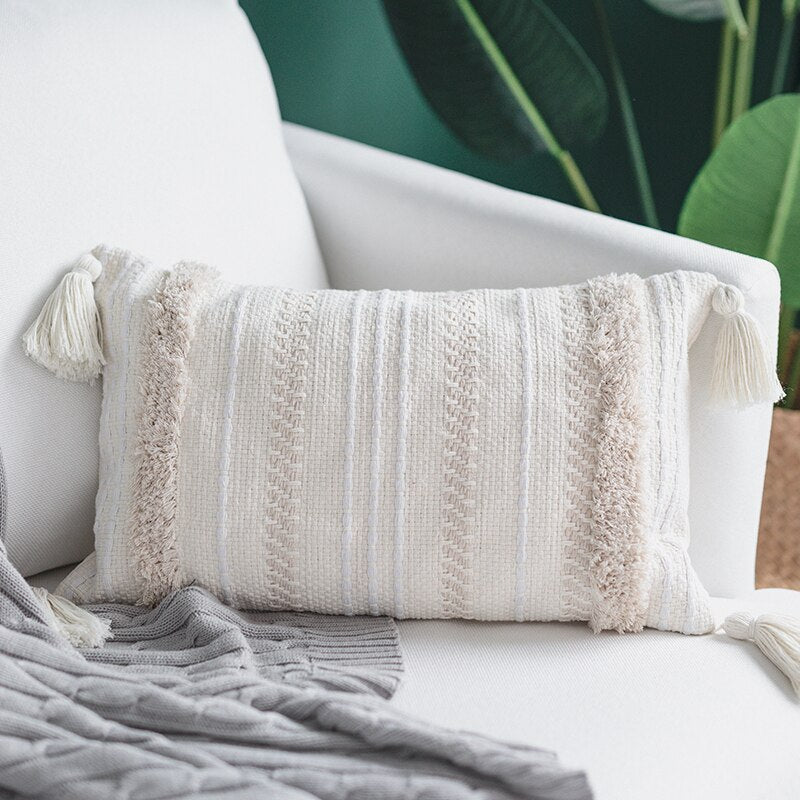 Ivory Tassels pillow cover Moroccan Style