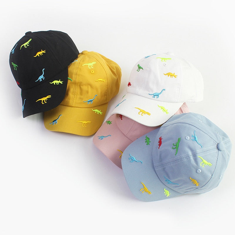 Solid Letter Kids Baseball Cap Dinosaur Embroidery Children Girls Boys Sun Hat Spring Summer Outdoor Adjustable Visor Baby Cap