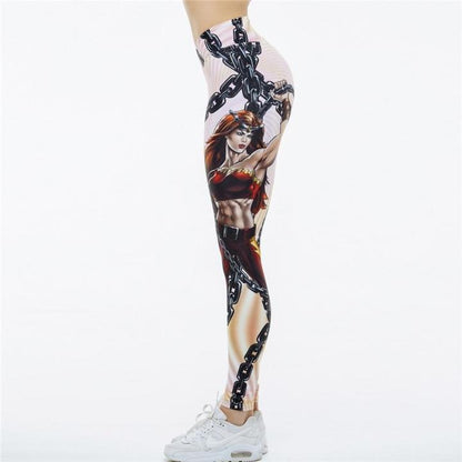 V-Taper Power She Warrior Print Push Up Fitness Leggings