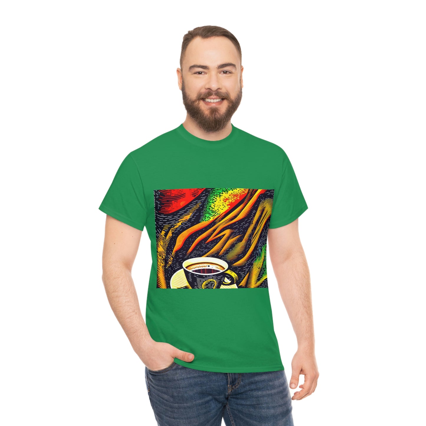 Abstract Coffee- Unisex Heavy Cotton Tee