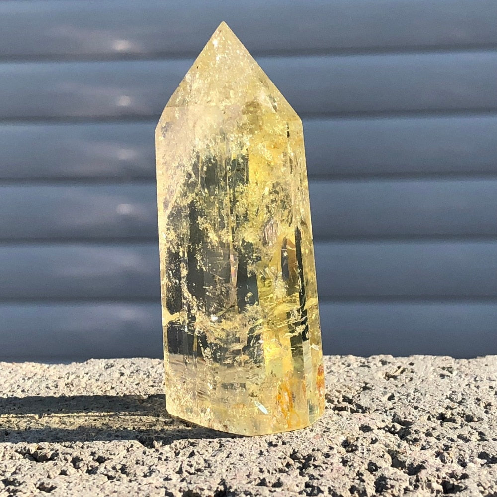 Natural citrine crystal quartz obelisk wand point healing