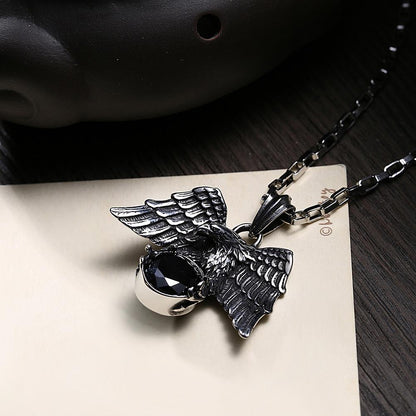 Onyx Stone Eagle Stainless Steel Pendant Necklace