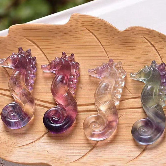 1pc Random Natural Rainbow Fluorite Seahorse