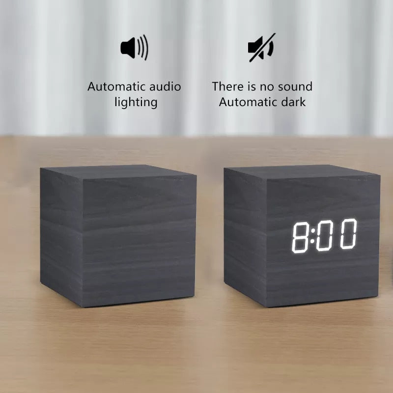 Alarm Clock LED Wooden Watch