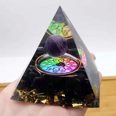 Tree of Life Orgonite Pyramid Mold Amethyst Peridot Healing Crystal