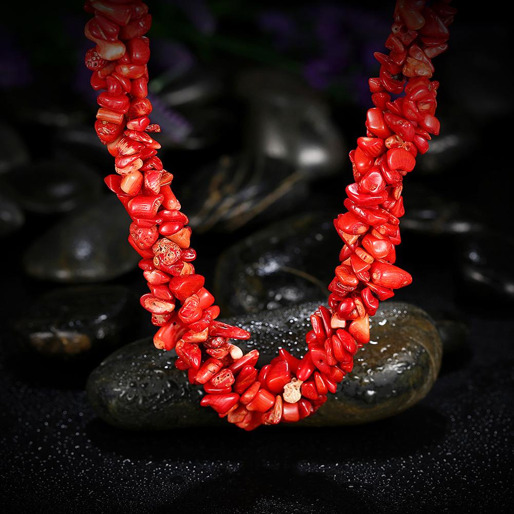 Red Natural Stone Necklace in 18K Gold Plated