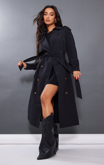 Petite Blue Oversized Trench Coat