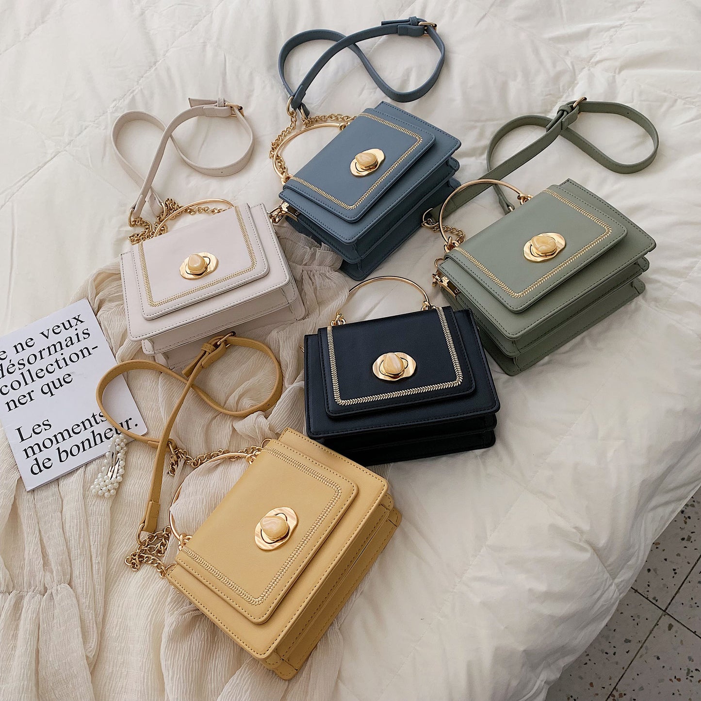 Solid Color Leather Mini Crossbody Bags